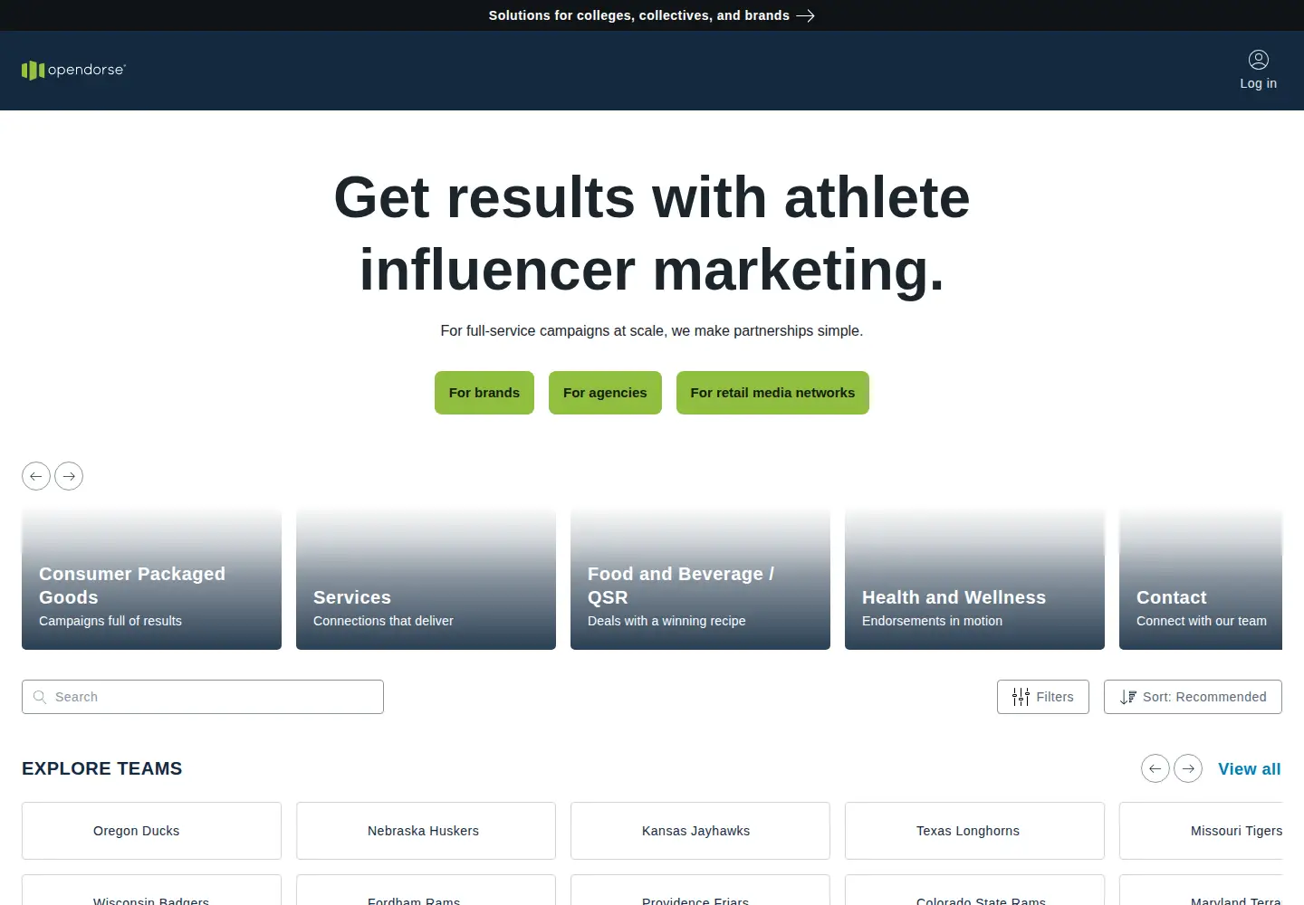 Screenshot of opendorse.com