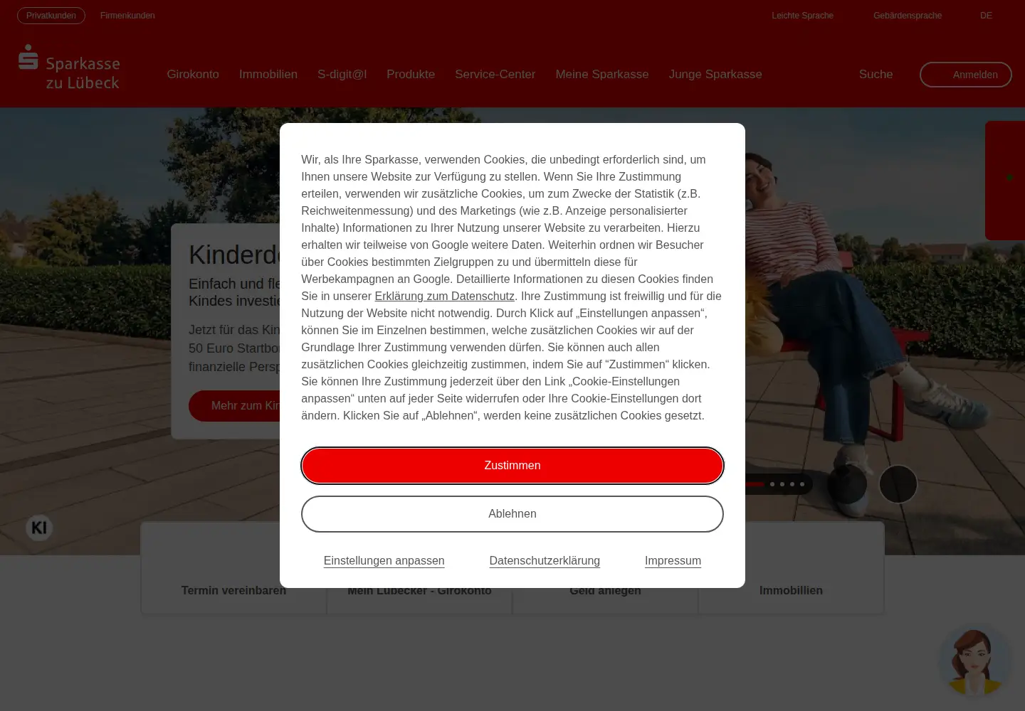 Screenshot of spk-luebeck.de