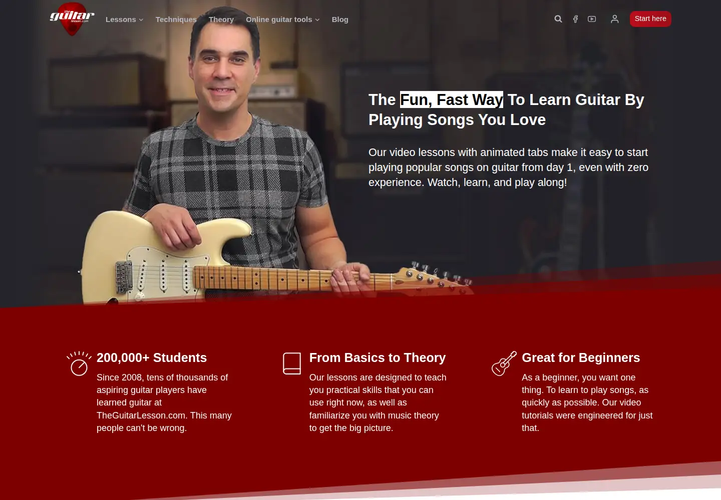 Screenshot of theguitarlesson.com