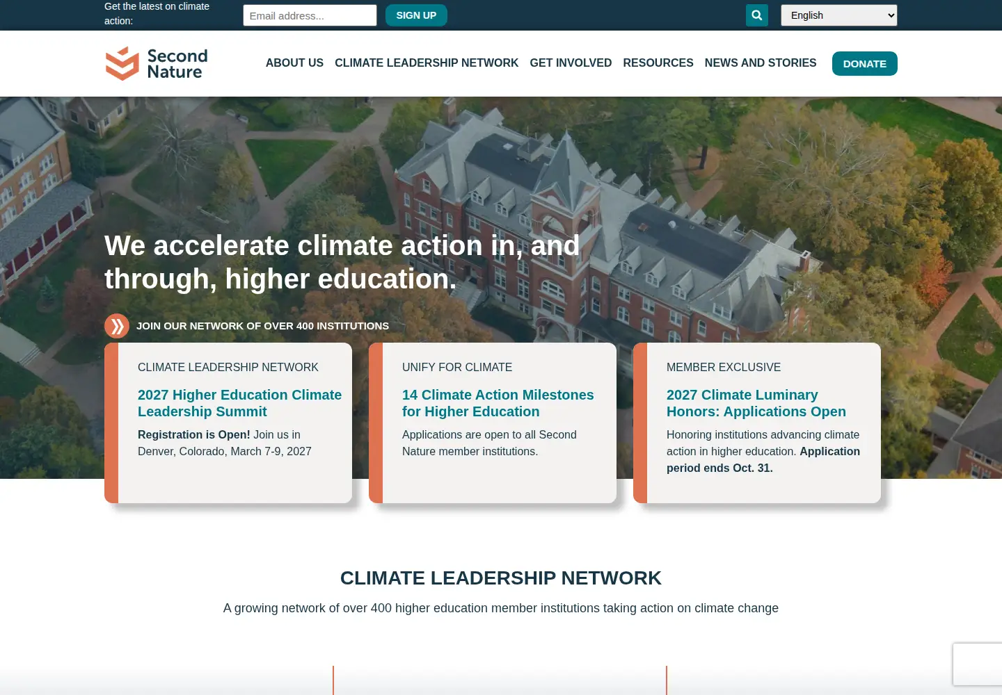 Screenshot of secondnature.org