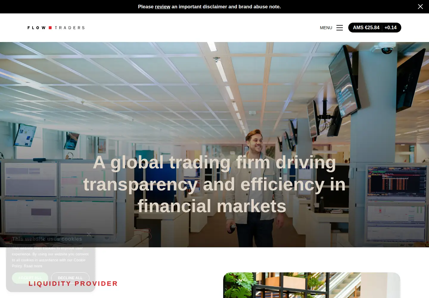 Captured homepage of flowtraders.com in the current scan