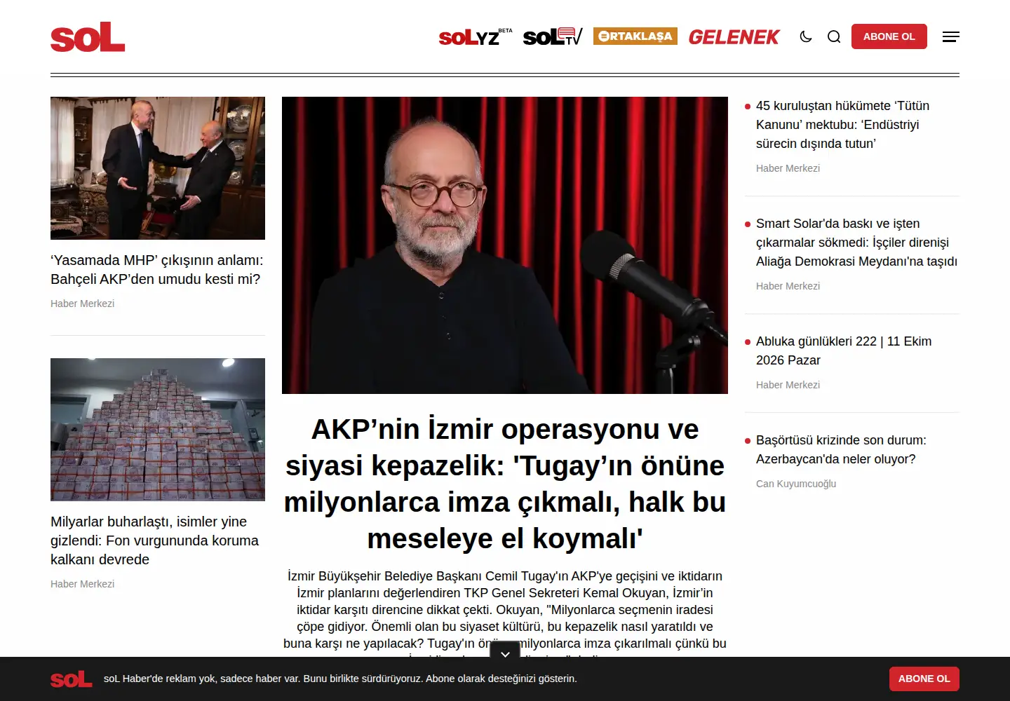 Screenshot of sol.org.tr