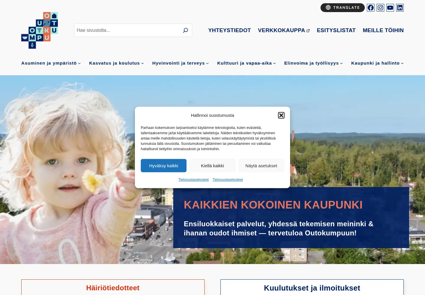 Captured homepage of outokummunkaupunki.fi in the current scan