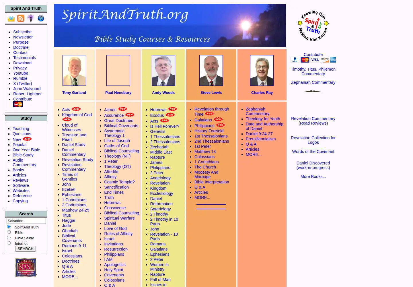 Captured homepage of spiritandtruth.org in the current scan