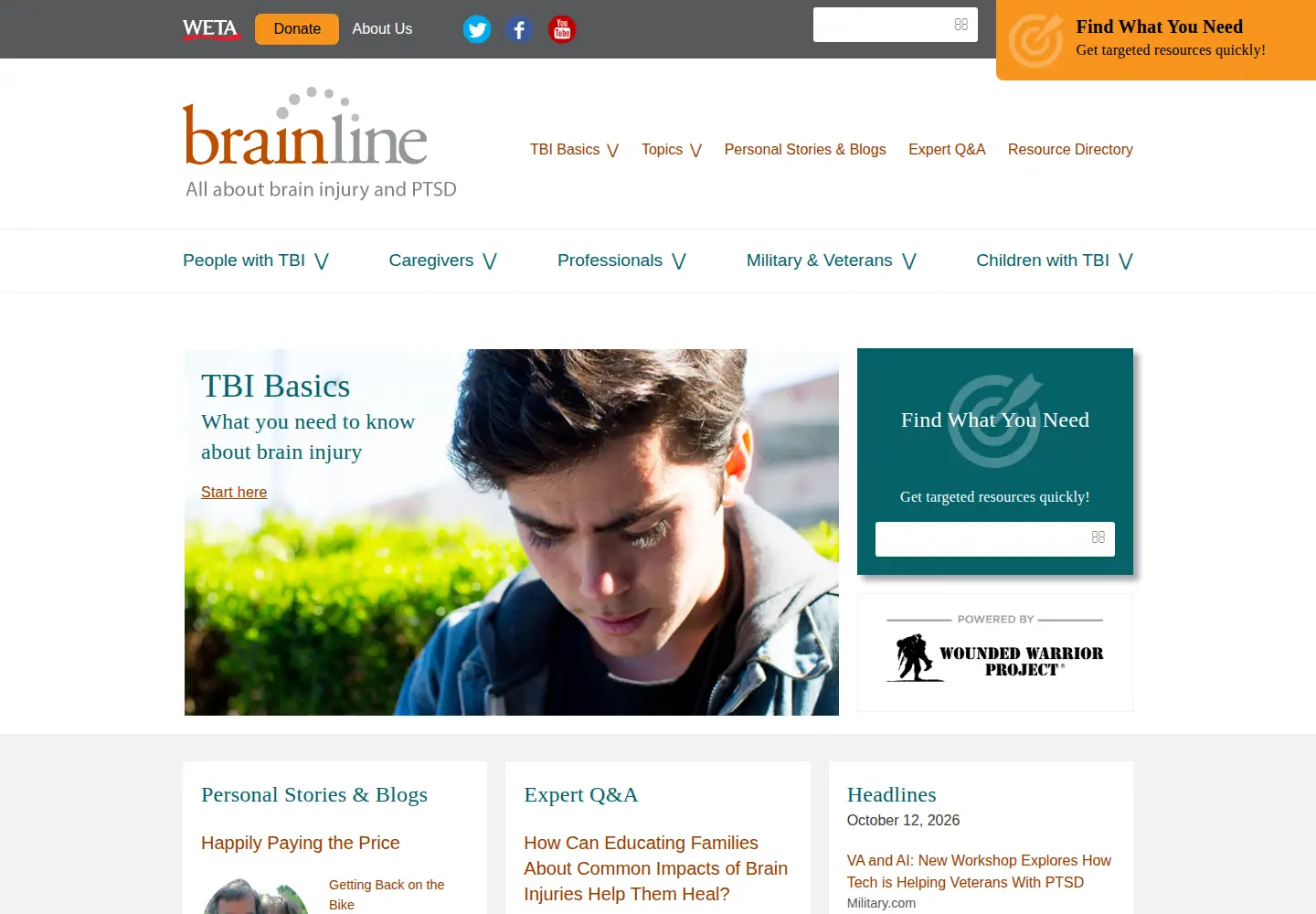 Screenshot of brainline.org