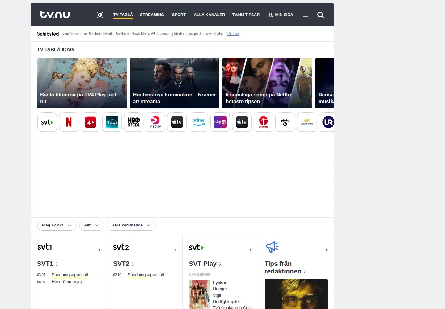 Screenshot of tv.nu