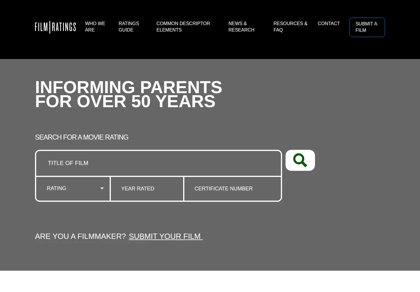 Screenshot of filmratings.com
