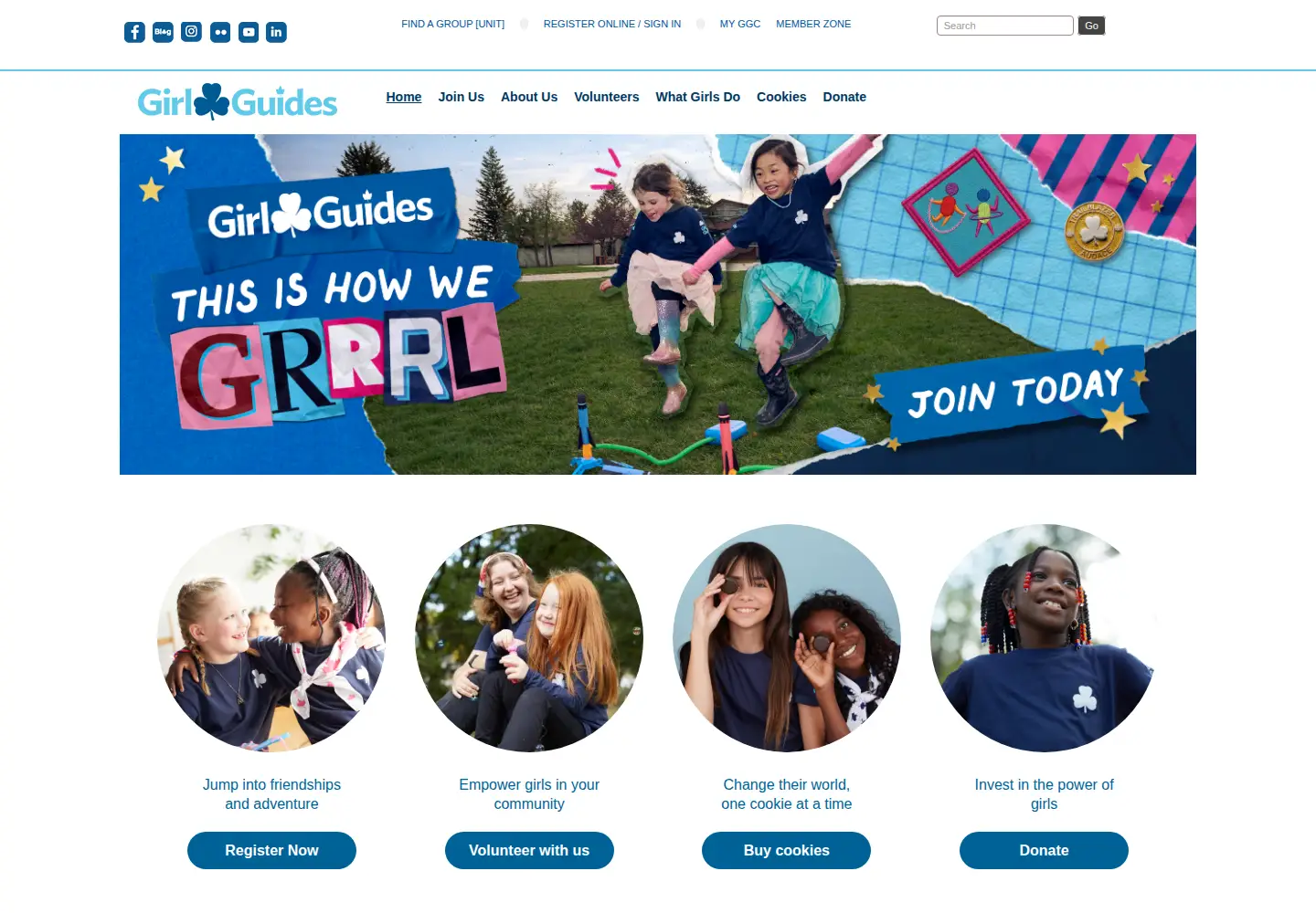 Screenshot of girlguides.ca