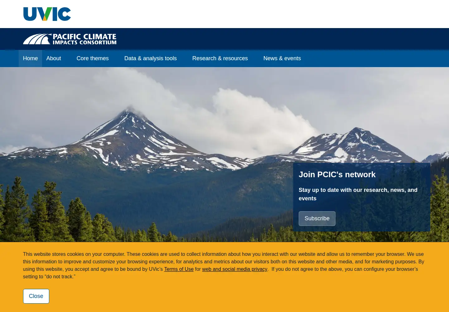 Screenshot of pacificclimate.org
