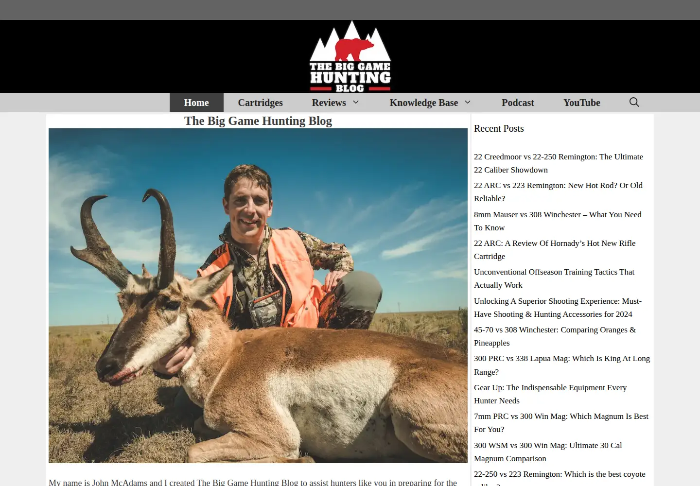 Screenshot of thebiggamehuntingblog.com