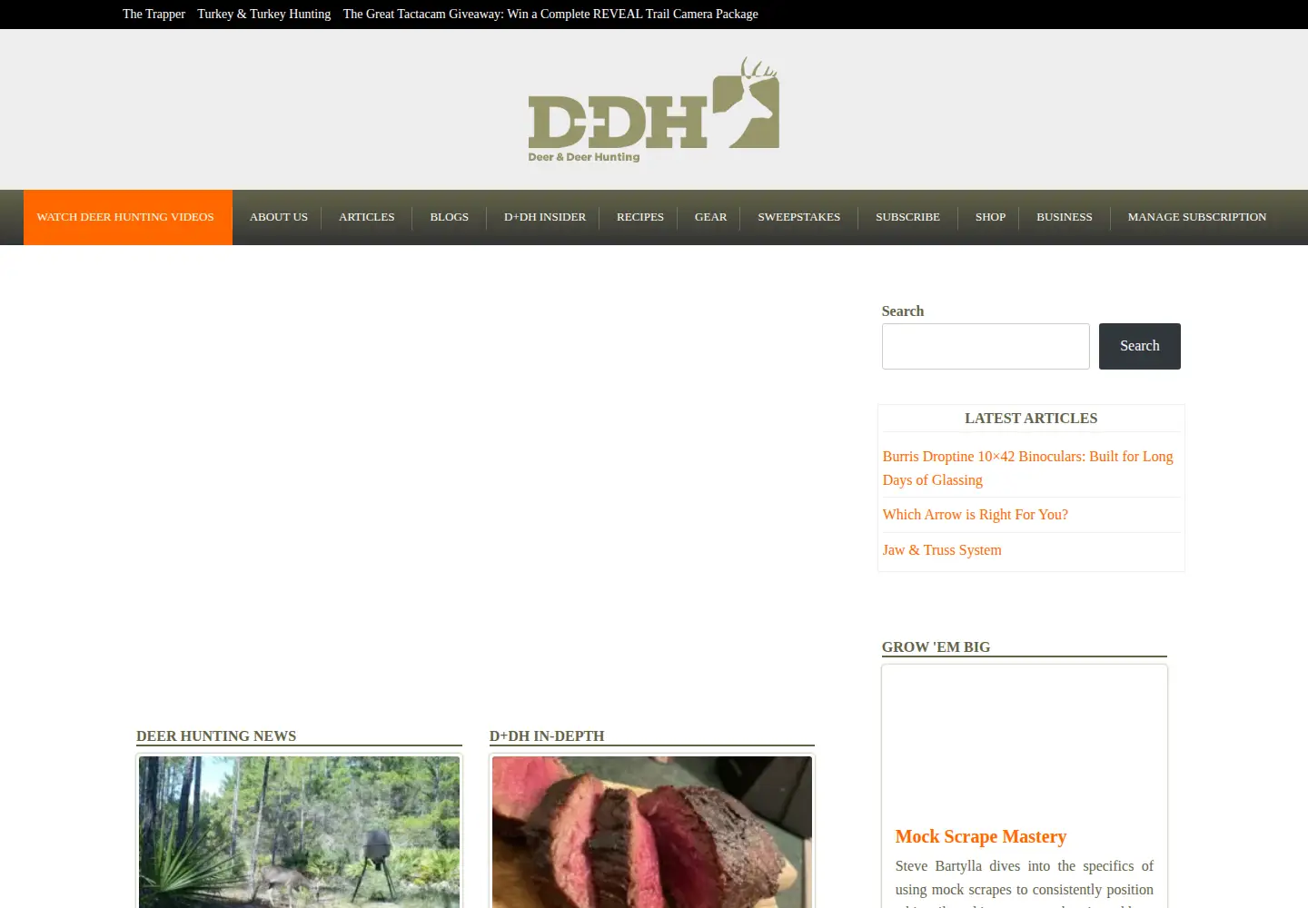 Screenshot of deeranddeerhunting.com