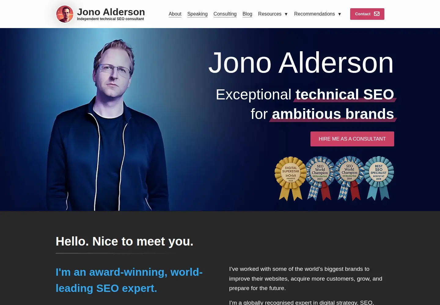 Captured homepage of jonoalderson.com in the current scan