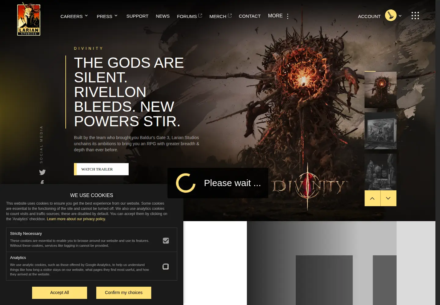 Screenshot of larian.com
