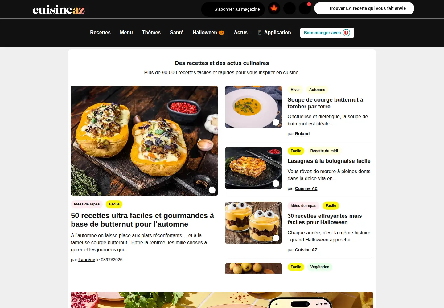 Screenshot of cuisineaz.com