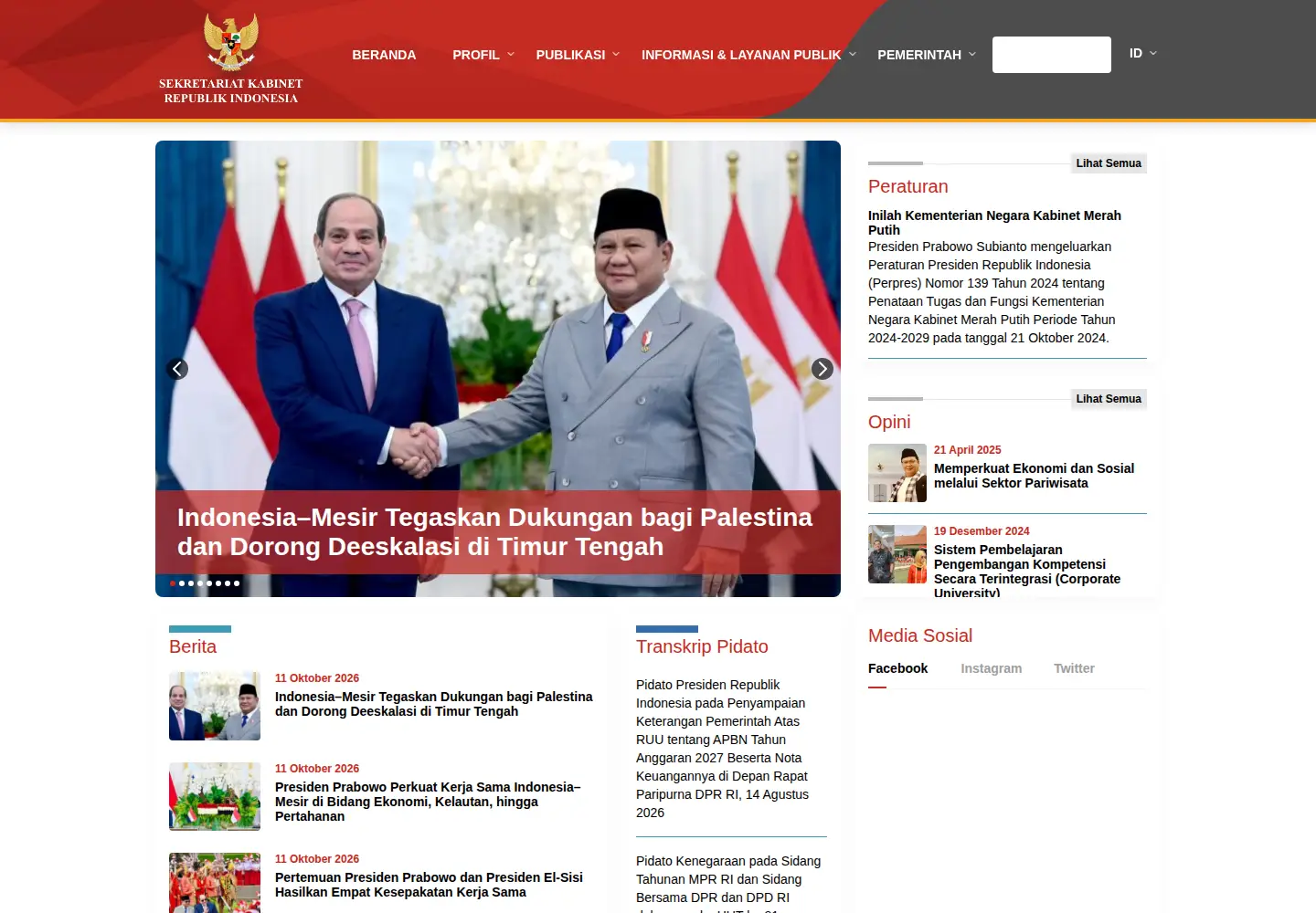 Captured homepage of setkab.go.id in the current scan