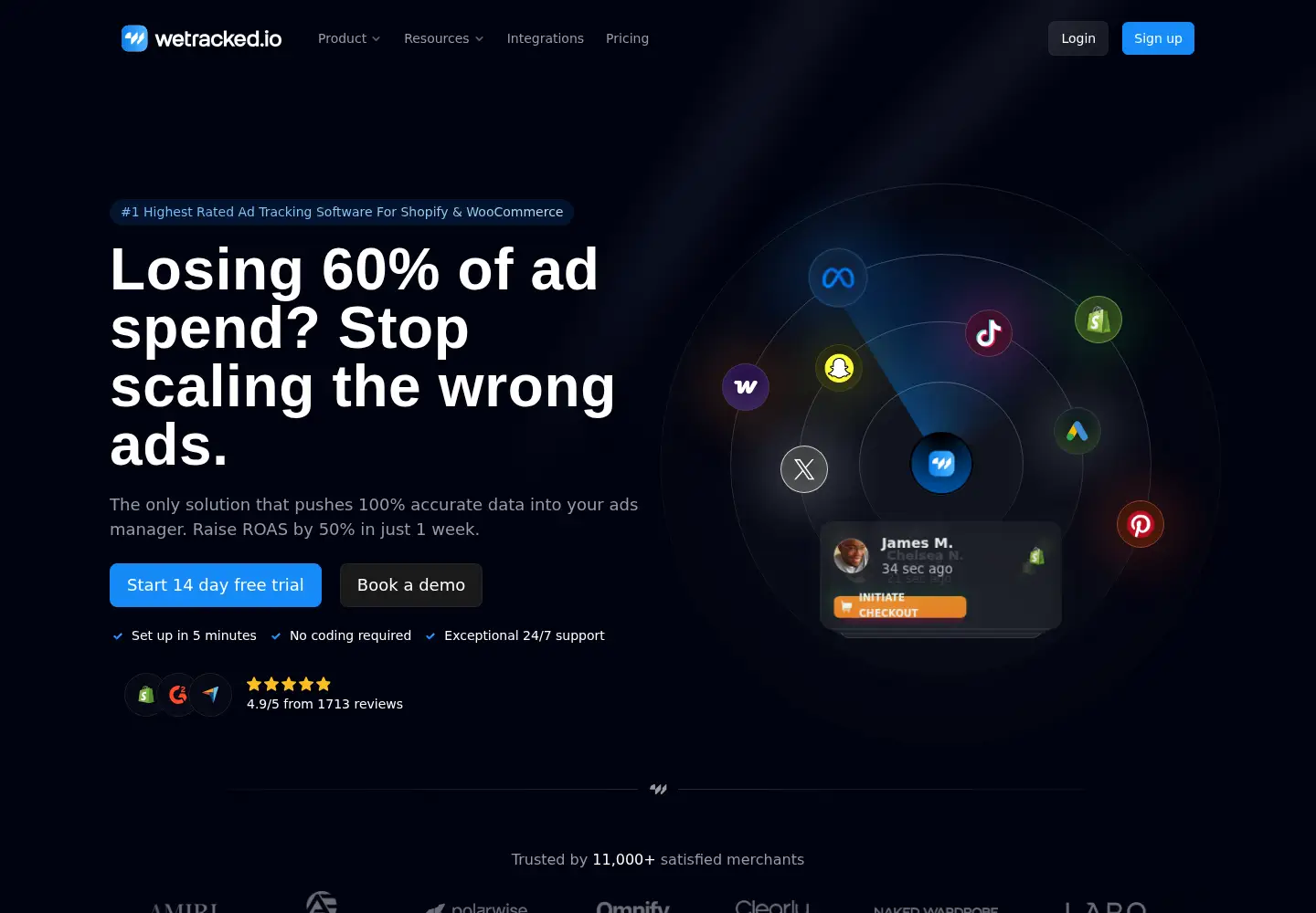 Screenshot of wetracked.io