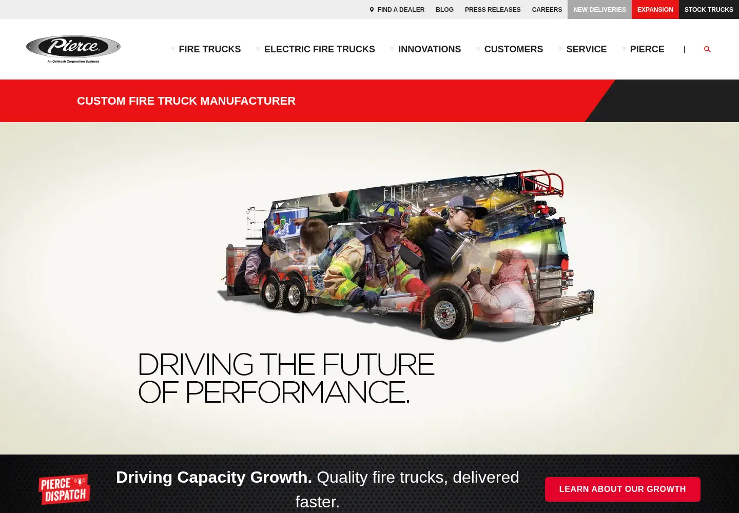 Captured homepage of piercemfg.com in the current scan