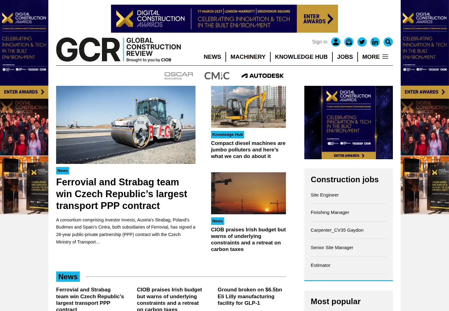 Captured homepage of globalconstructionreview.com in the current scan