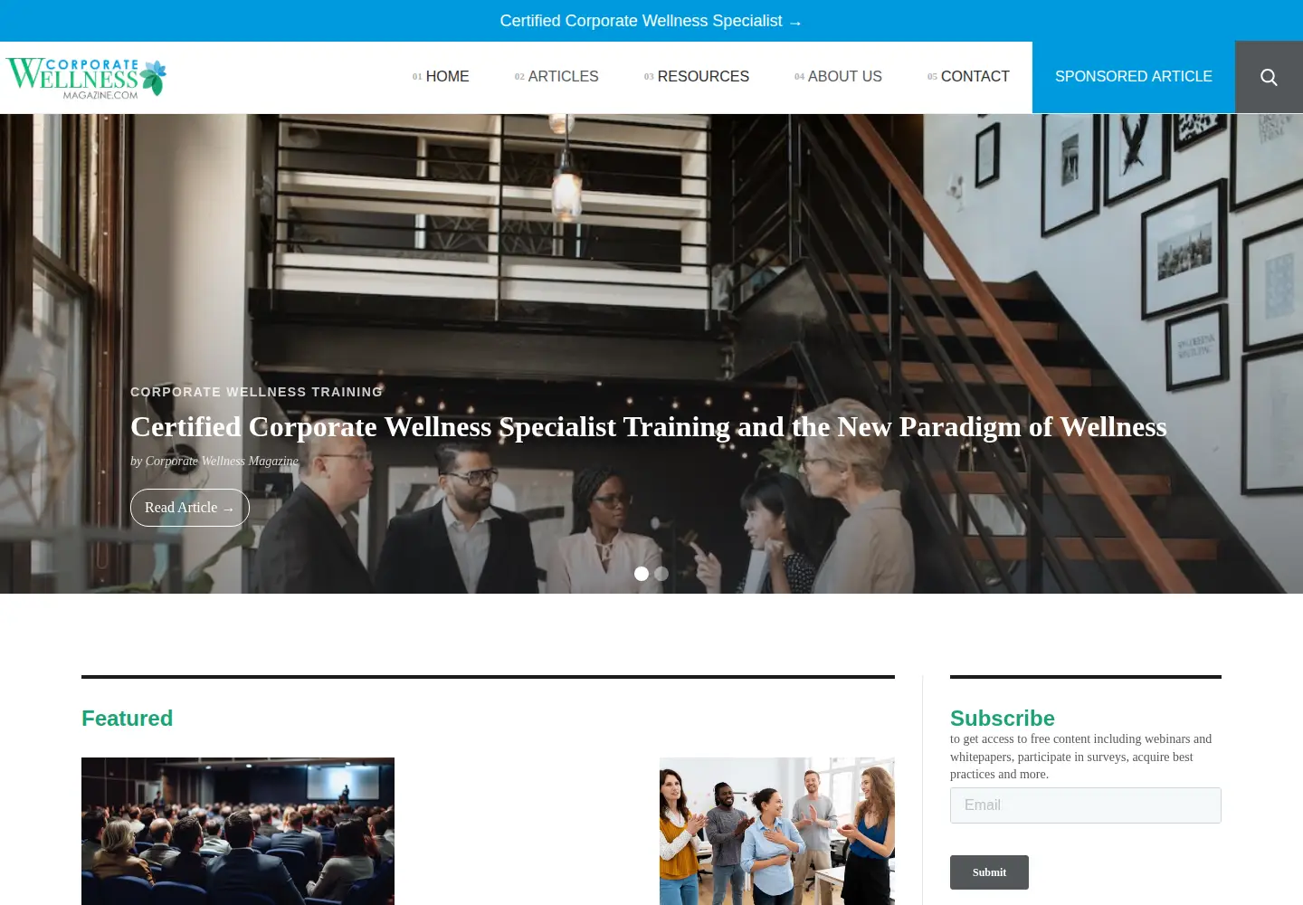 Captured homepage of corporatewellnessmagazine.com in the current scan