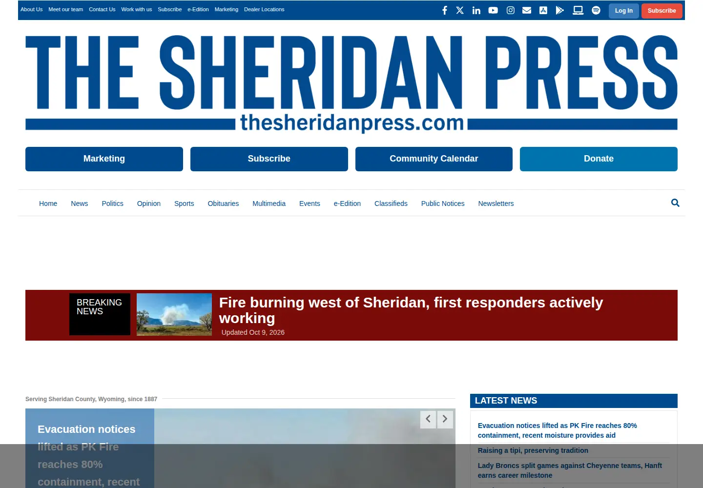Screenshot of thesheridanpress.com