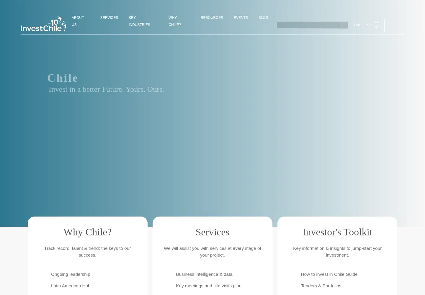 Screenshot of investchile.gob.cl
