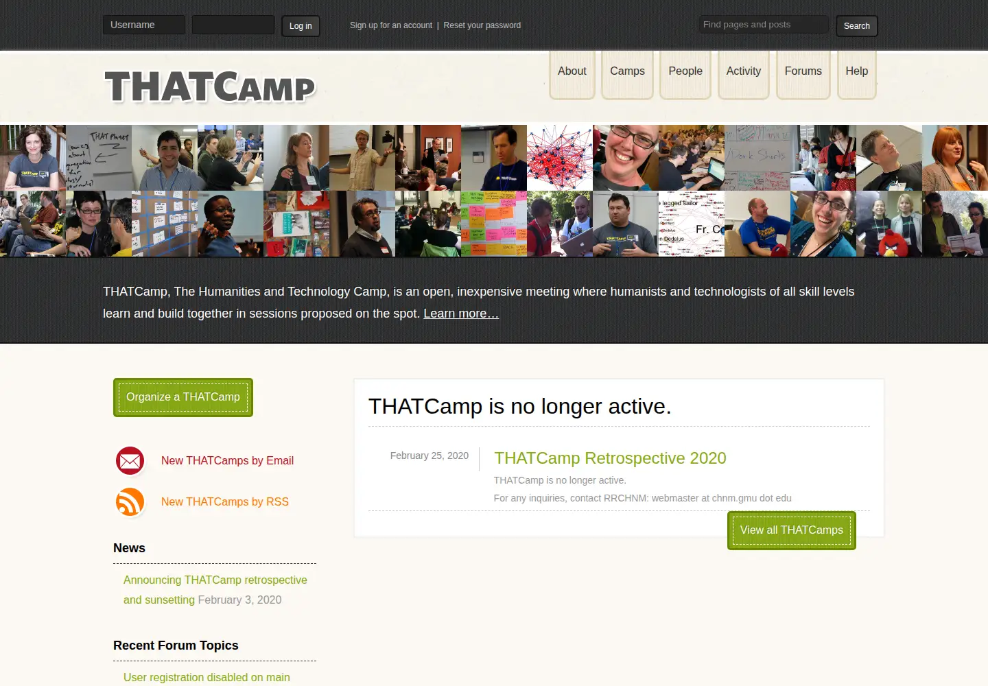 Screenshot of thatcamp.org
