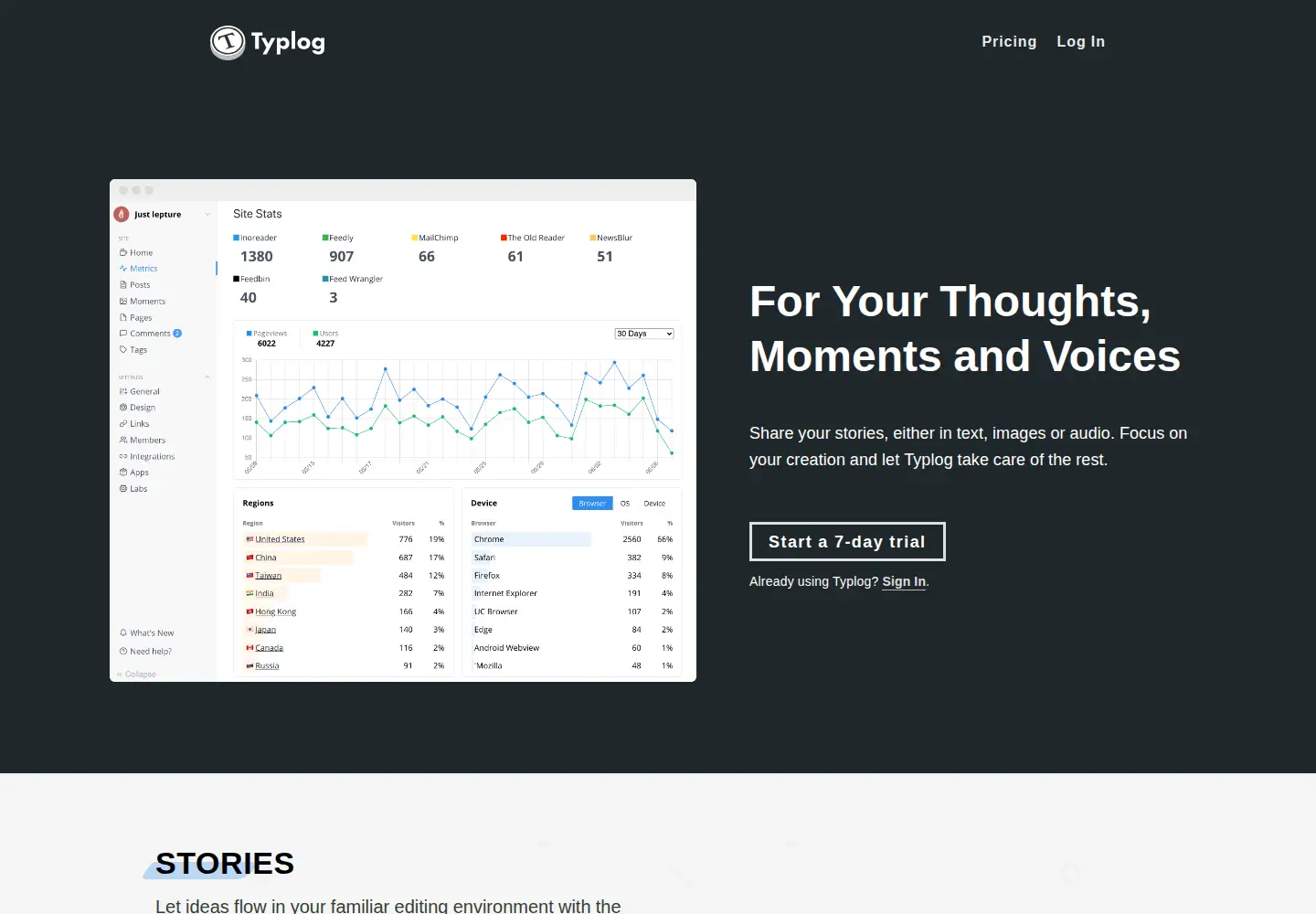 Captured homepage of typlog.io in the current scan