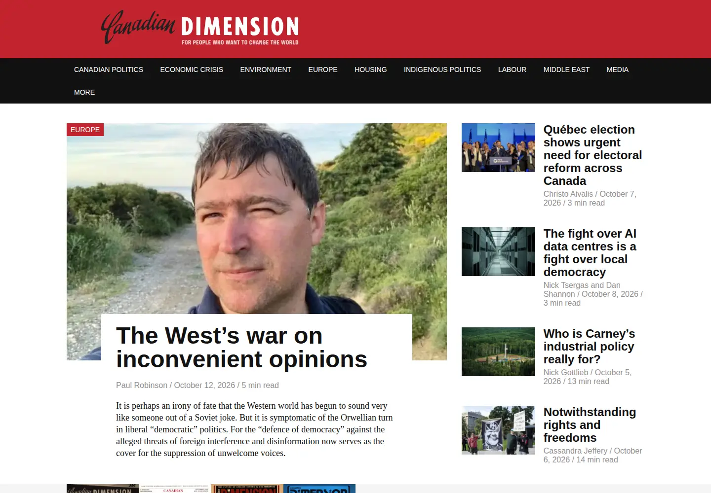 Captured homepage of canadiandimension.com in the current scan
