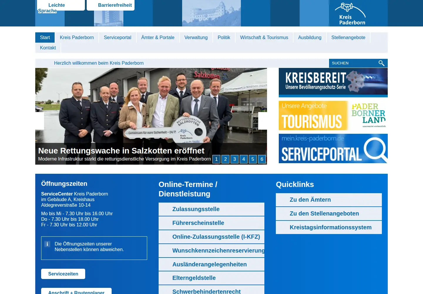 Captured homepage of kreis-paderborn.de in the current scan