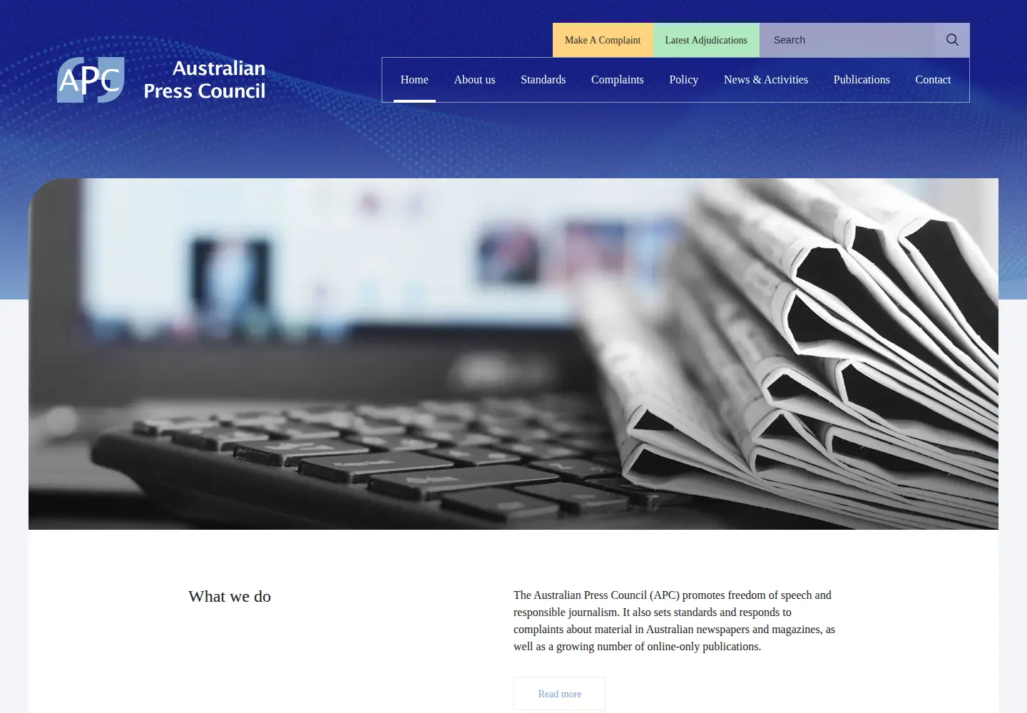 Screenshot of presscouncil.org.au