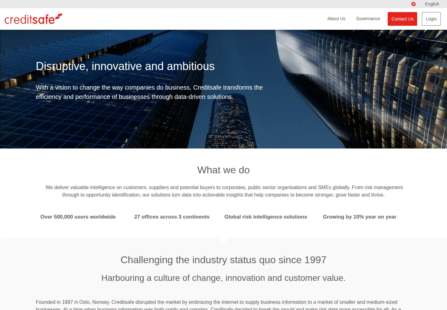 Captured homepage of creditsafe.com in the current scan
