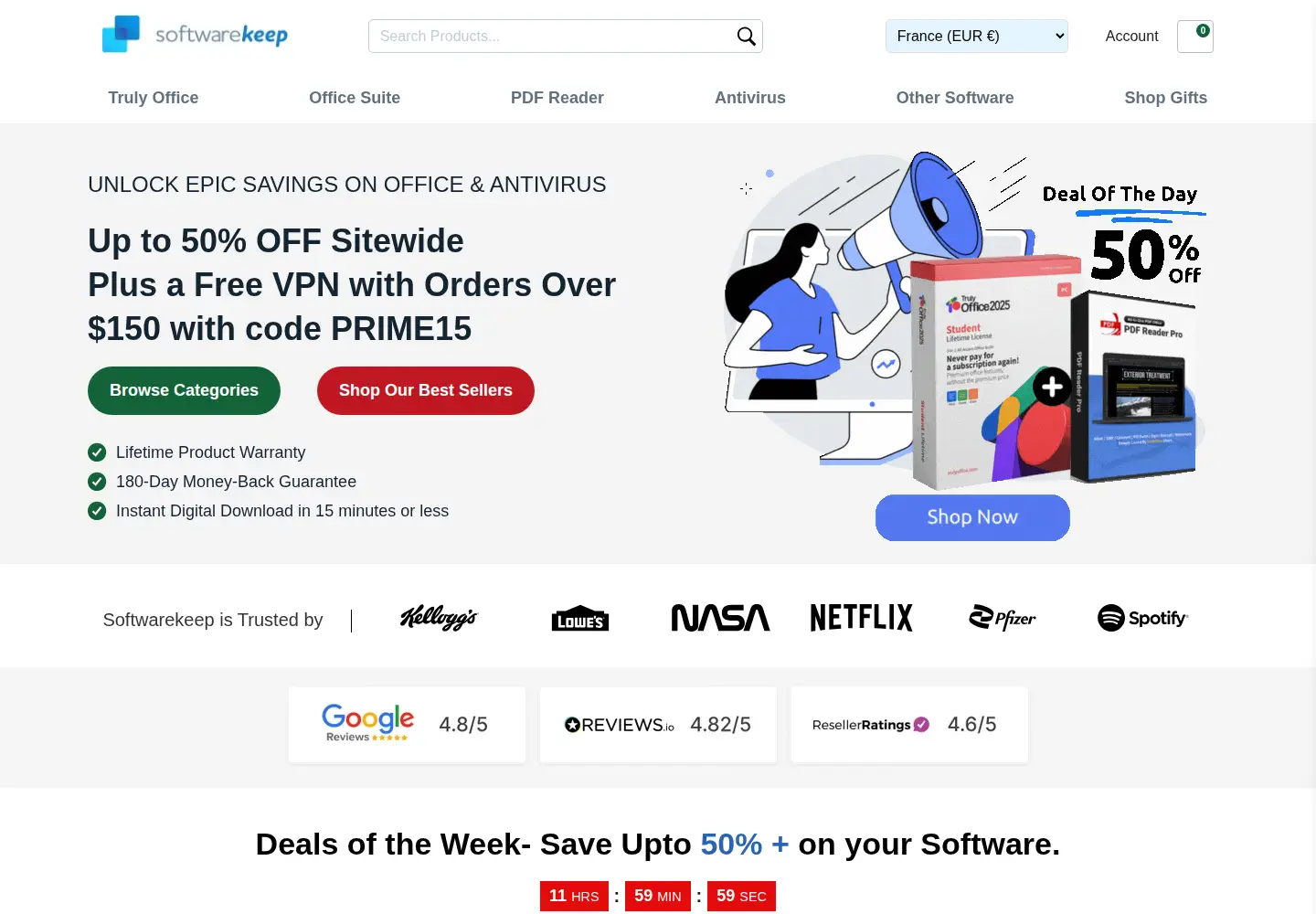 Captured homepage of softwarekeep.com in the current scan