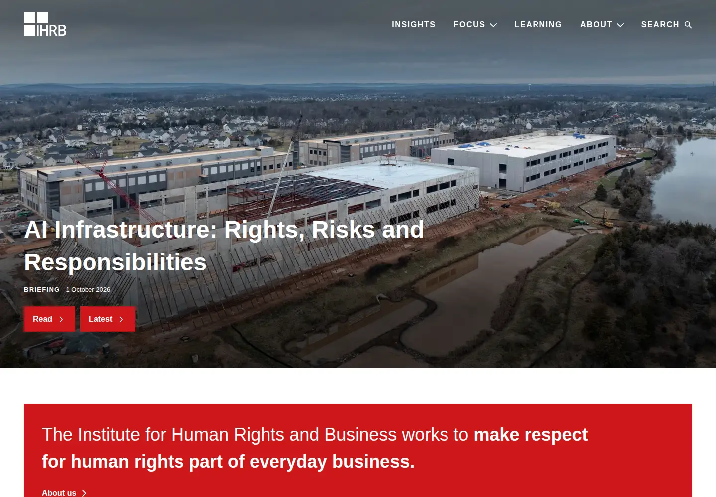 Captured homepage of ihrb.org in the current scan