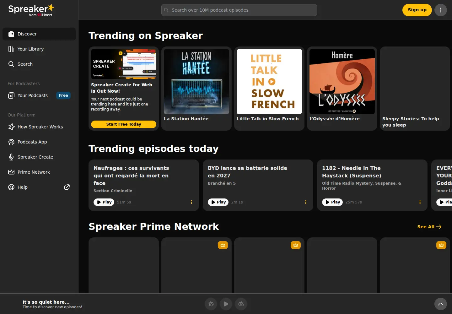 Screenshot of spreaker.com
