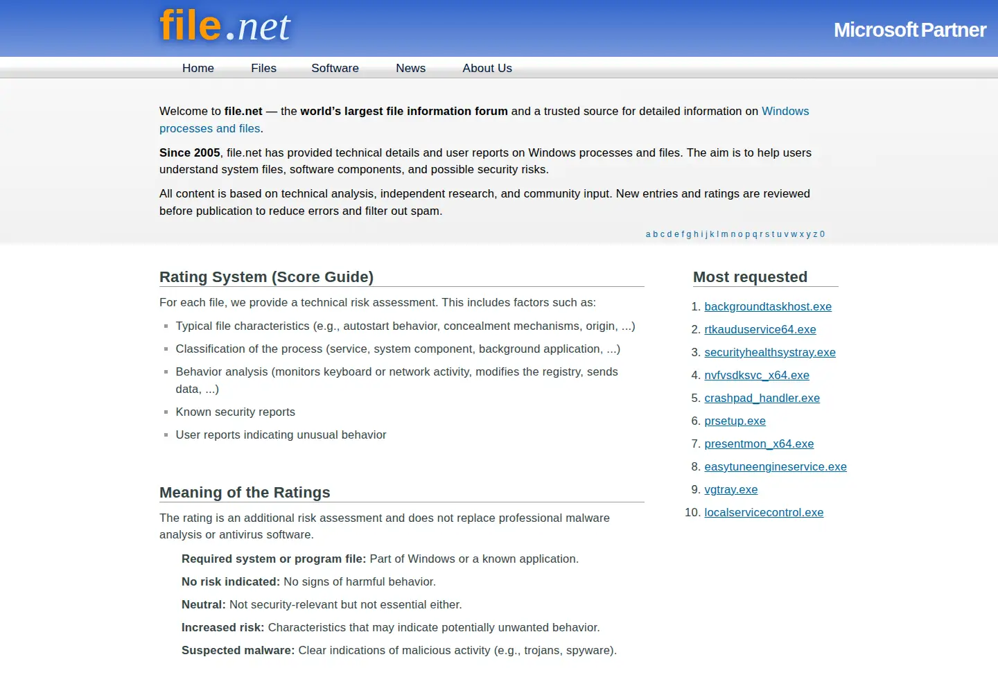 Captured homepage of file.net in the current scan