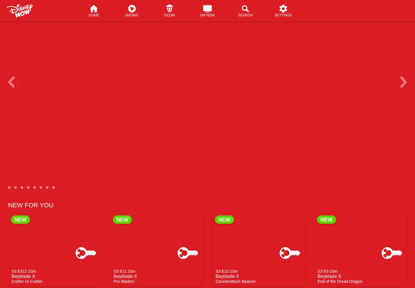 Captured homepage of disneynow.com in the current scan