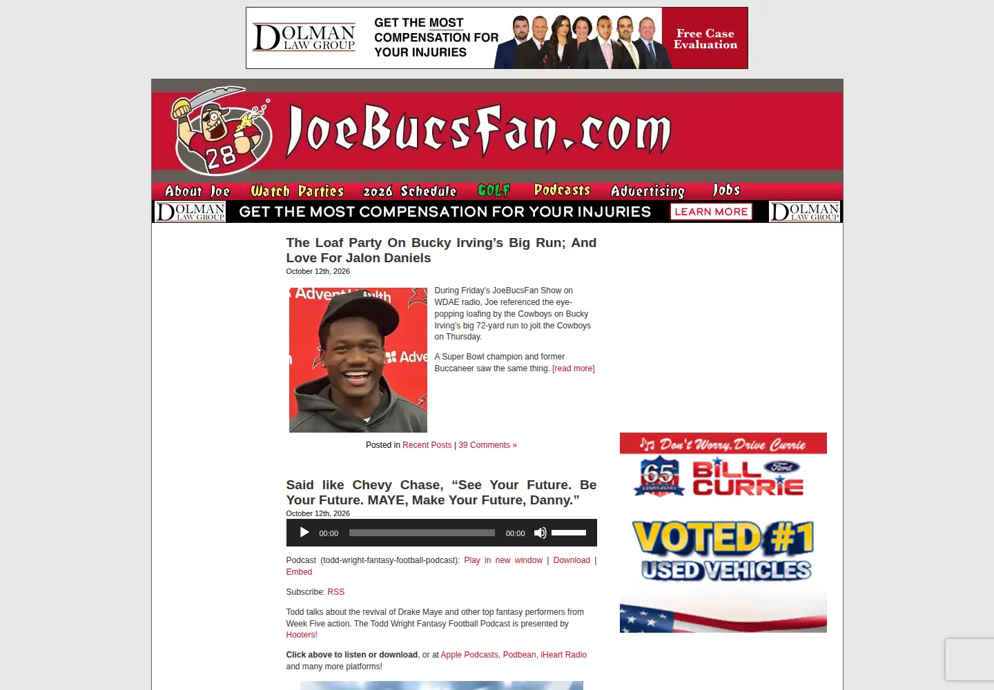 Screenshot of joebucsfan.com
