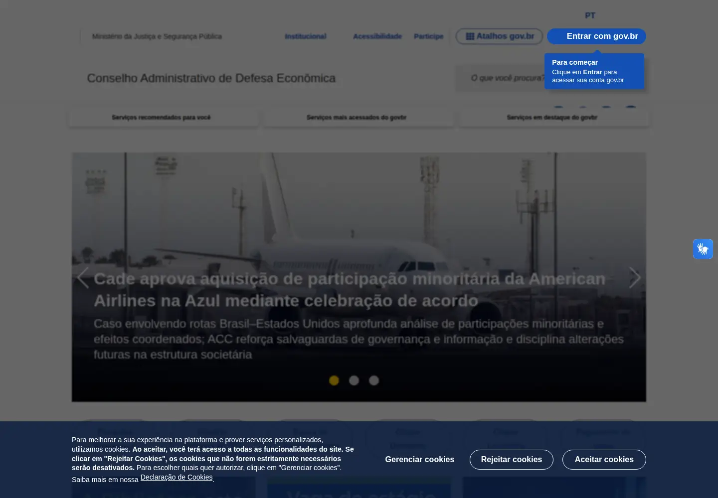 Captured homepage of cade.gov.br in the current scan