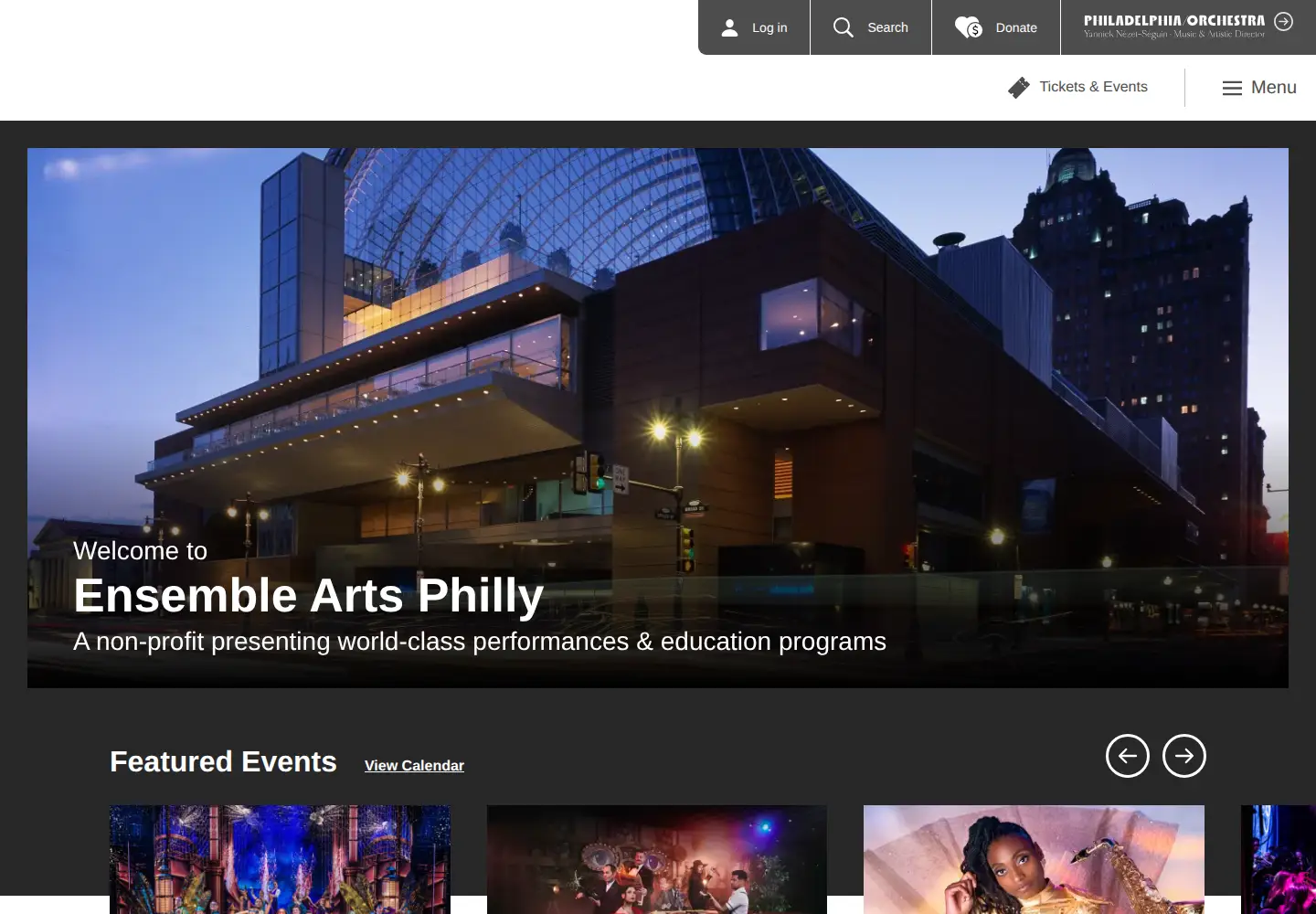 Screenshot of ensembleartsphilly.org