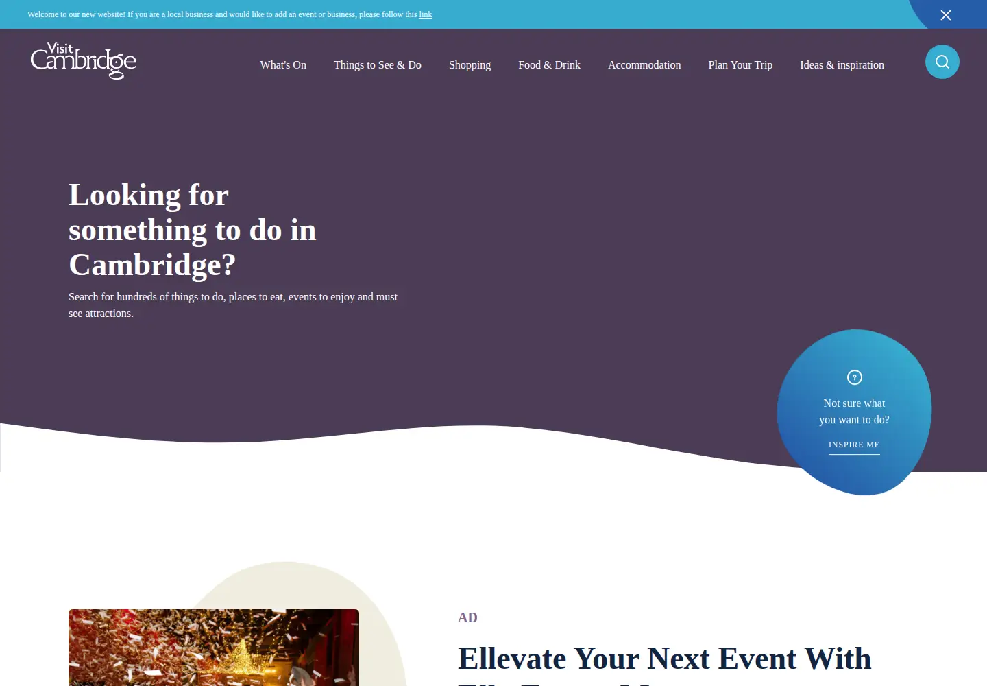 Screenshot of visitcambridge.org