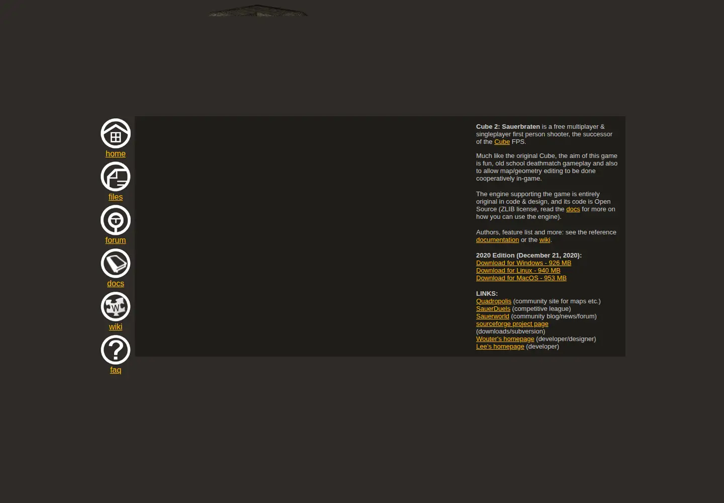 Captured homepage of sauerbraten.org in the current scan