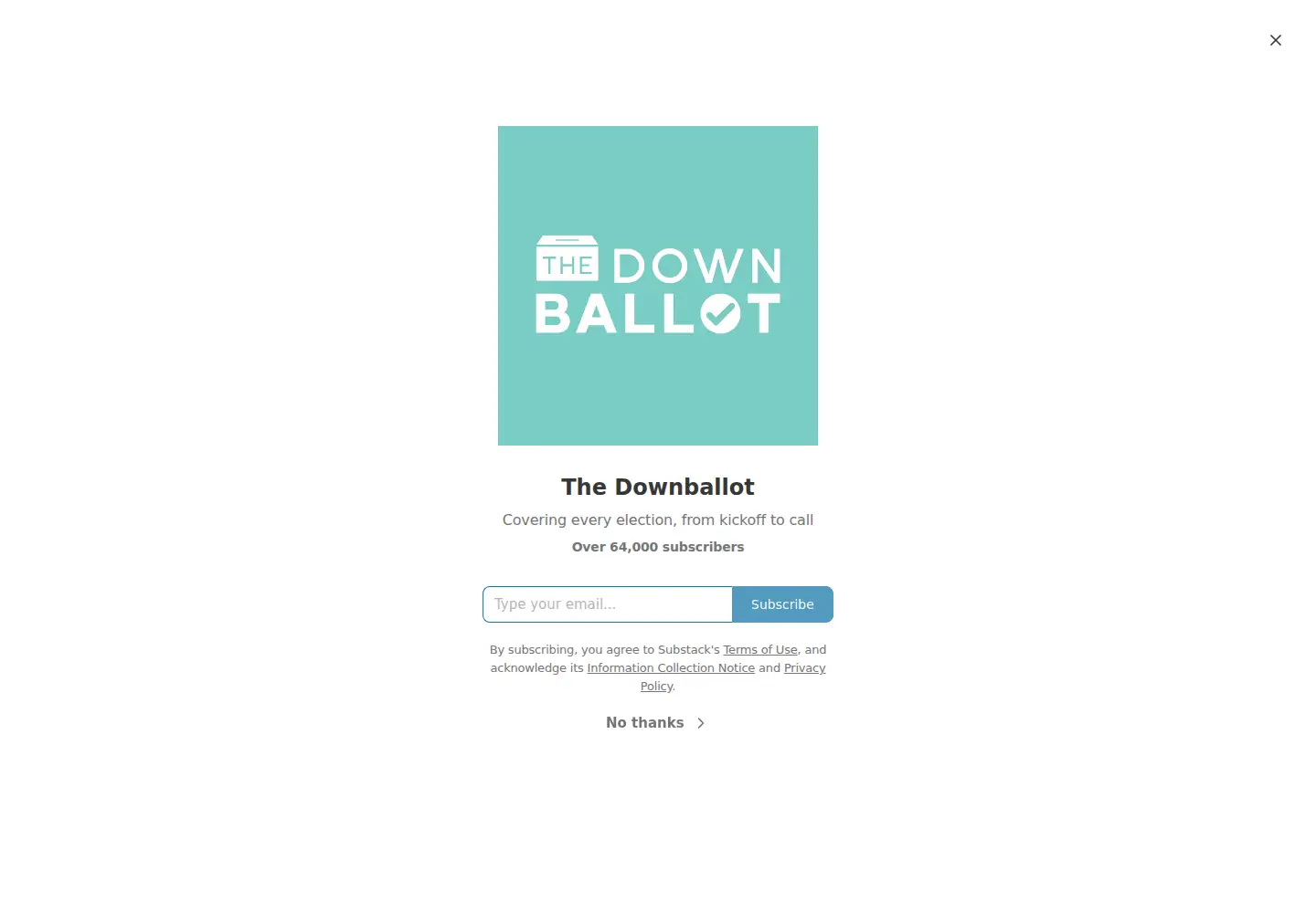 Captured homepage of the-downballot.com in the current scan