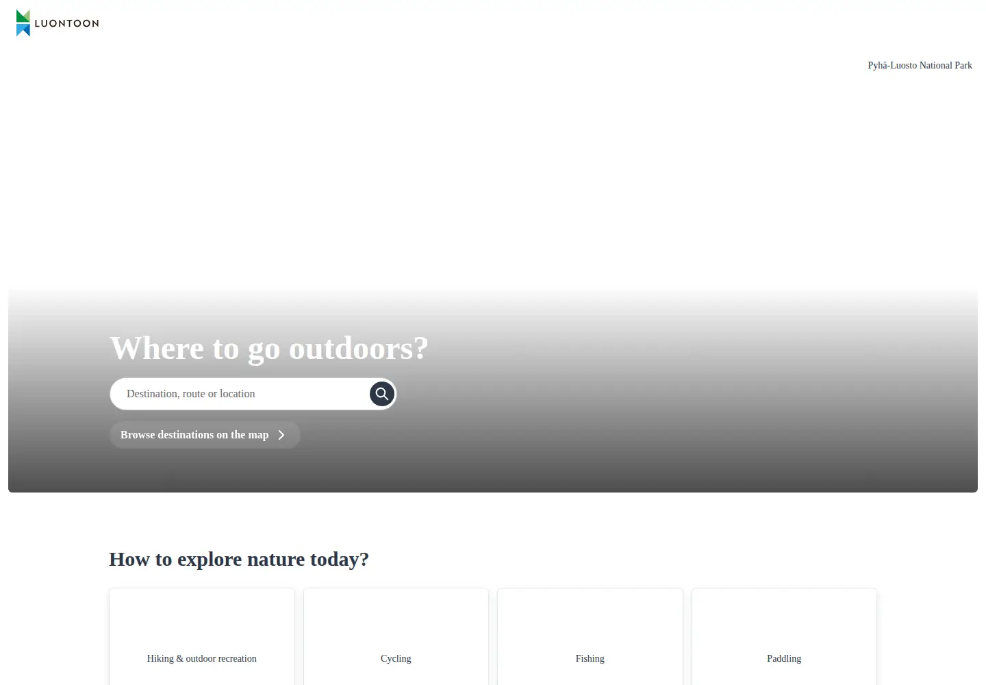 Captured homepage of nationalparks.fi in the current scan