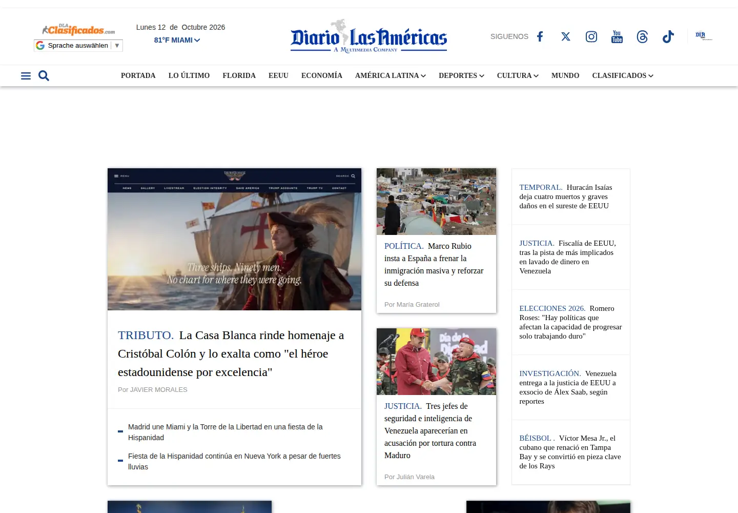 Screenshot of diariolasamericas.com