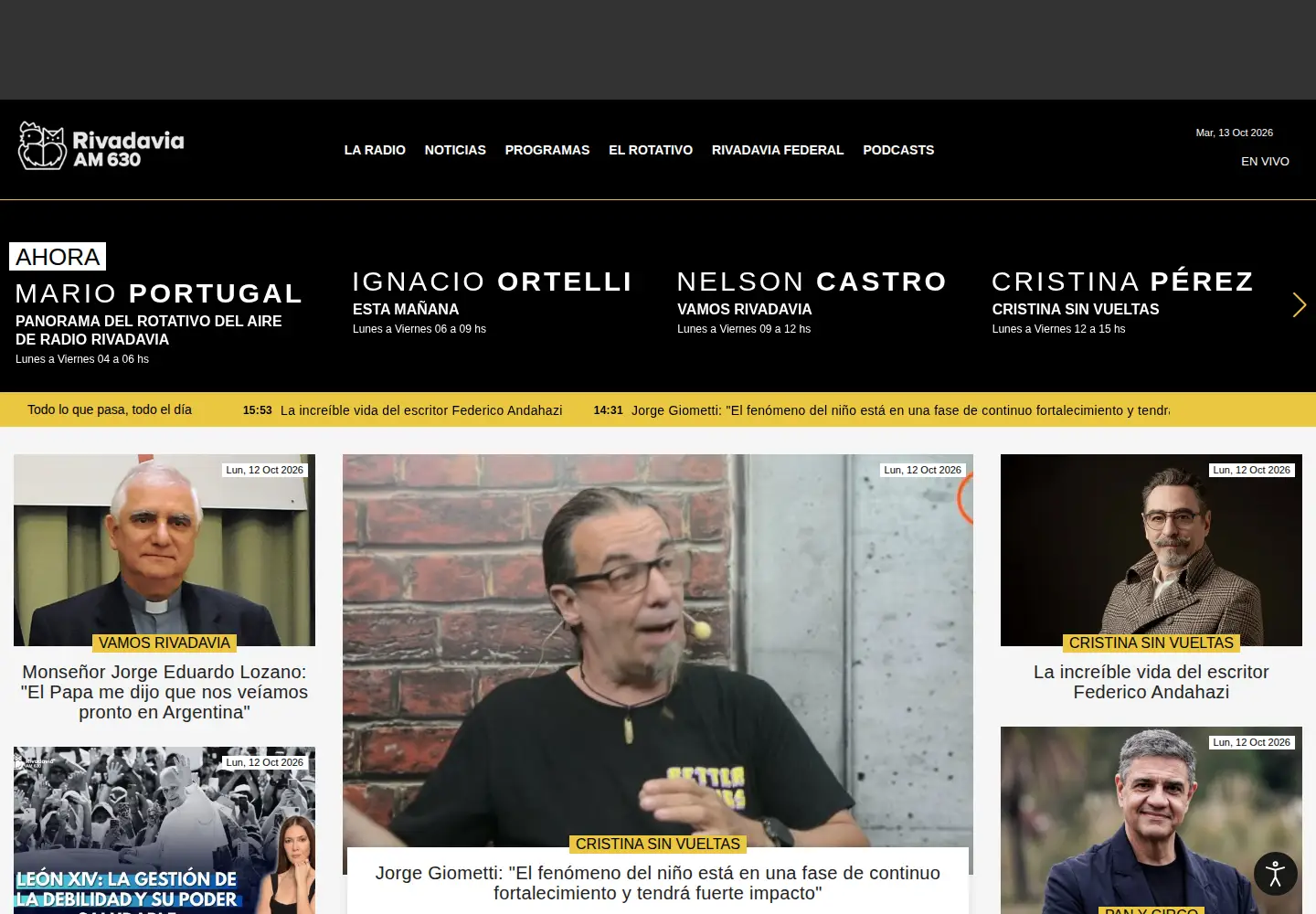 Screenshot of rivadavia.com.ar