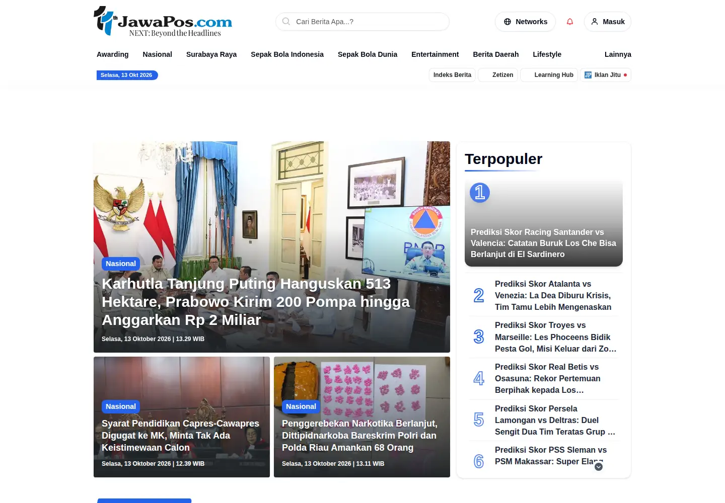 Captured homepage of jawapos.com in the current scan