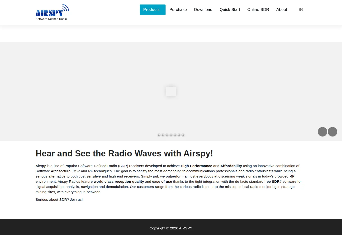 Screenshot of airspy.com