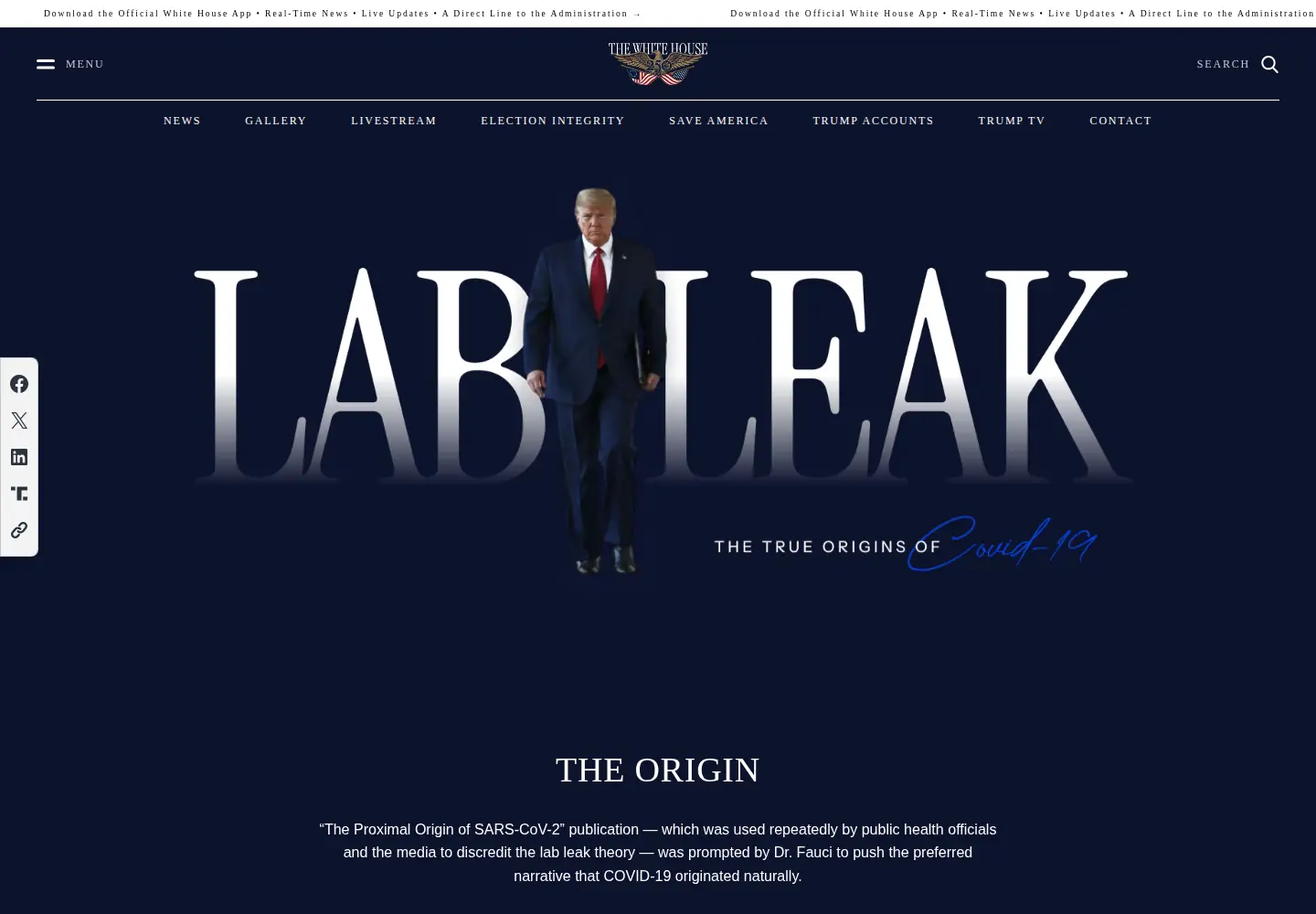 Captured homepage of covid.gov in the current scan