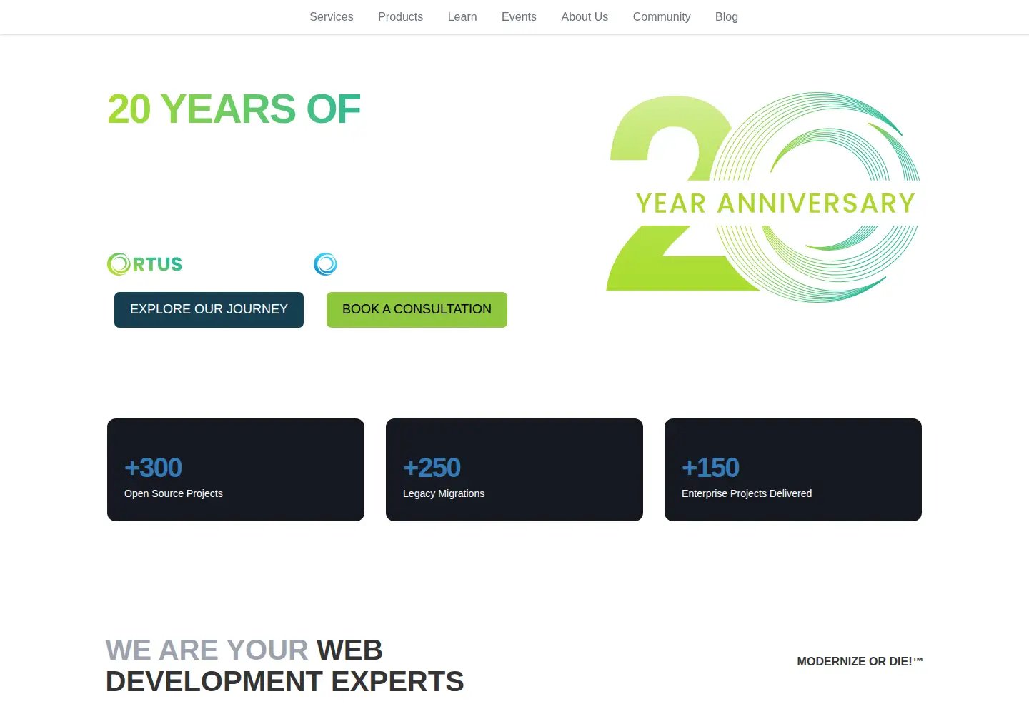 Captured homepage of ortussolutions.com in the current scan