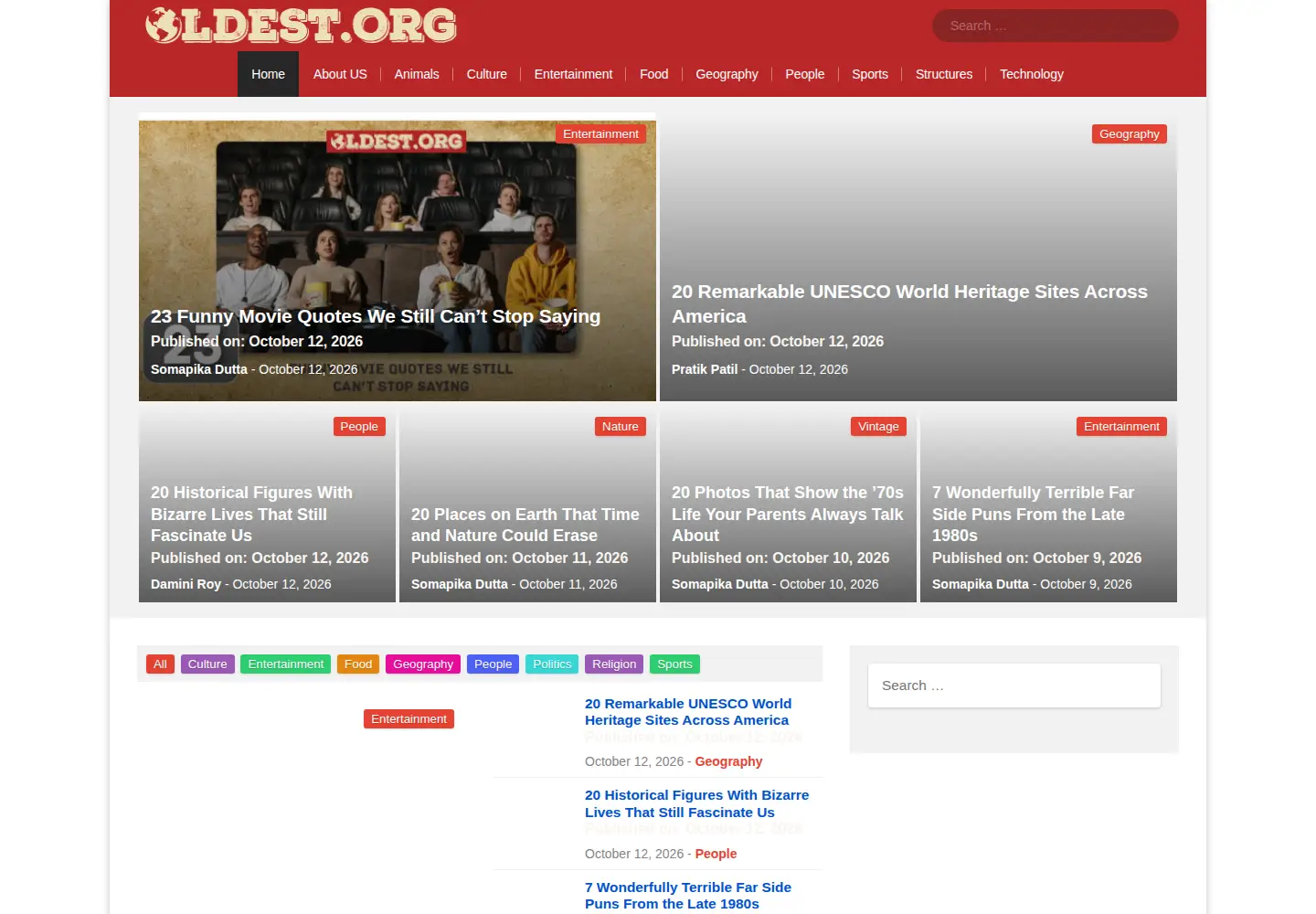 Screenshot of oldest.org